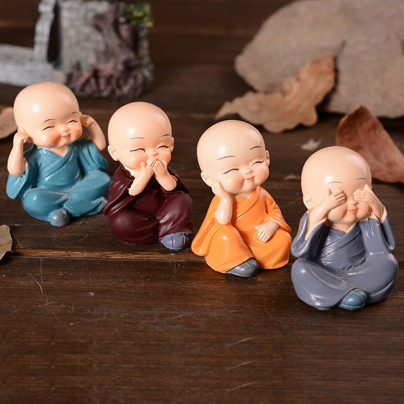 online red four little monk creative cute super cute doll car center console decoration bonsai decoration holiday gift