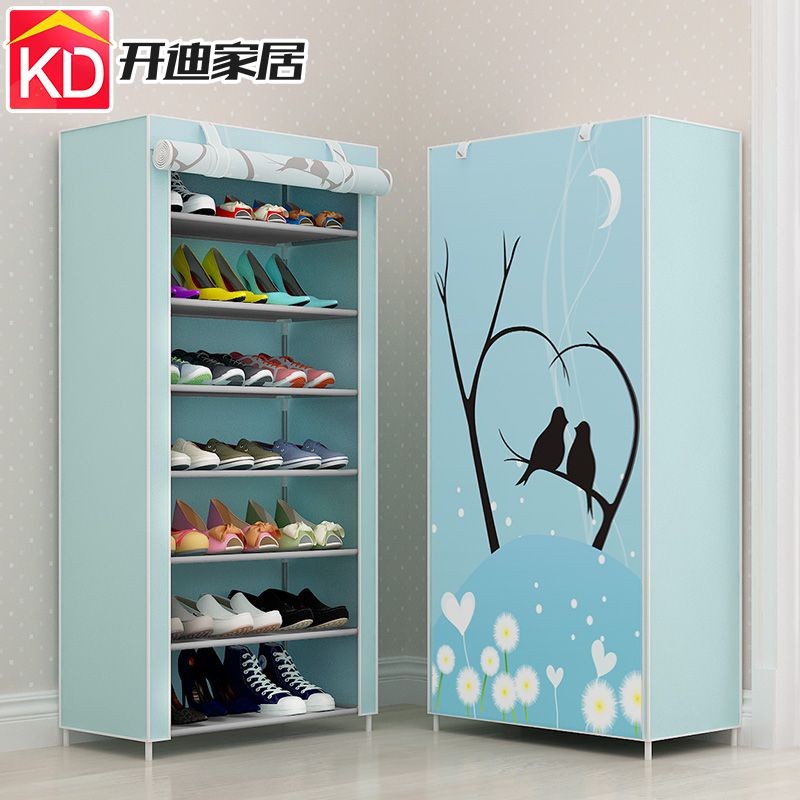 shoe rack simple household floor rental room shoe rack dust belt cloth cover dormitory storage shoe cabinet can be disassembled freely