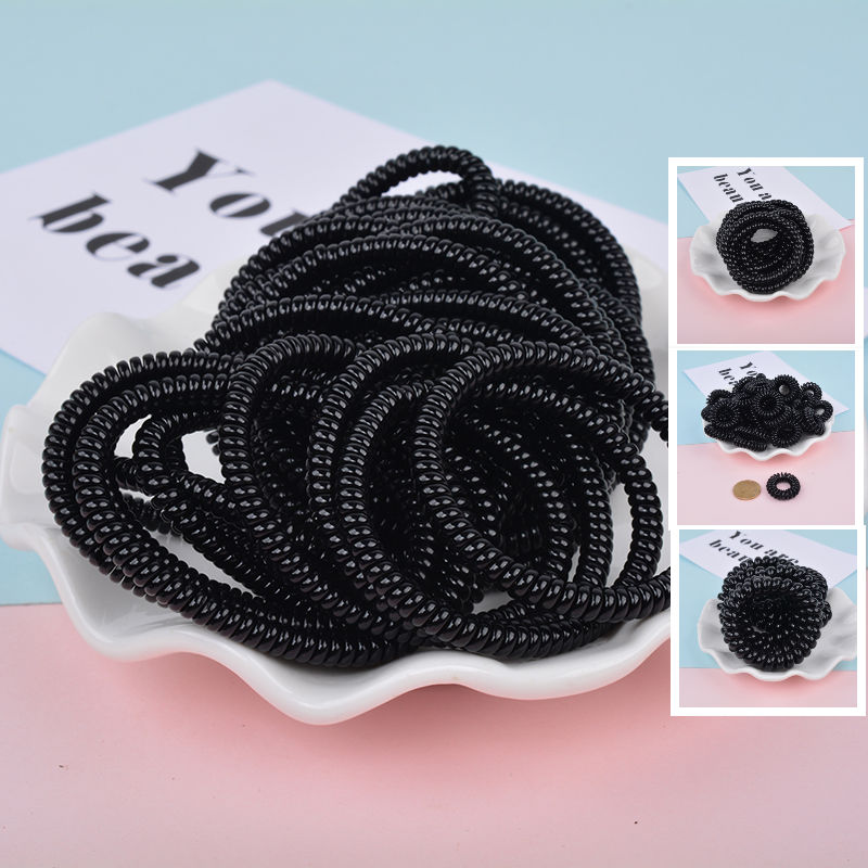 korean style hair ring black plastic hair rope telephone line rubber band adult thin hair ties simple personalized all-match hair-binding hair accessories