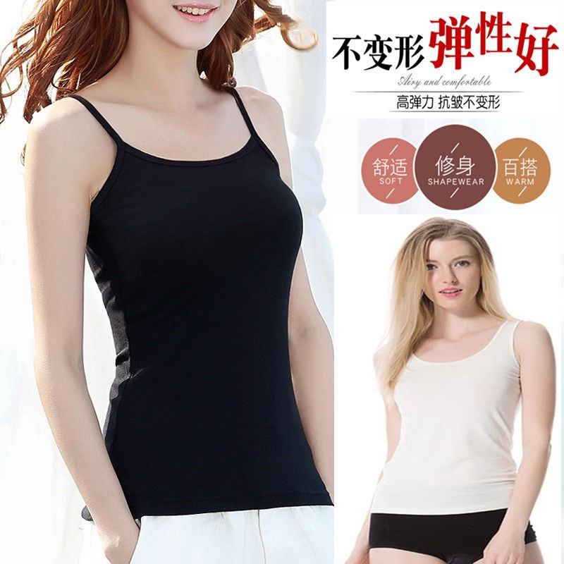 small sling vest women‘s summer sexy cotton short outer wear underwear inner match slimming all-match black white camisole