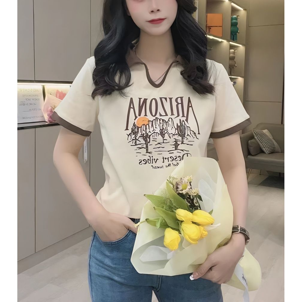 300斤寬鬆短袖女新款爆款洋氣百搭設計減齡t恤遮肚顯瘦上衣印花衫