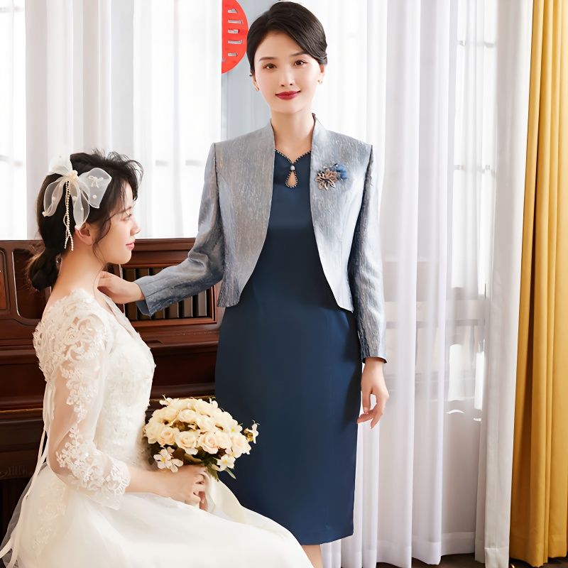 婚禮媽媽禮服2023春新款喜婆婆婚宴裝婚宴媽媽高貴時尚百搭套裝