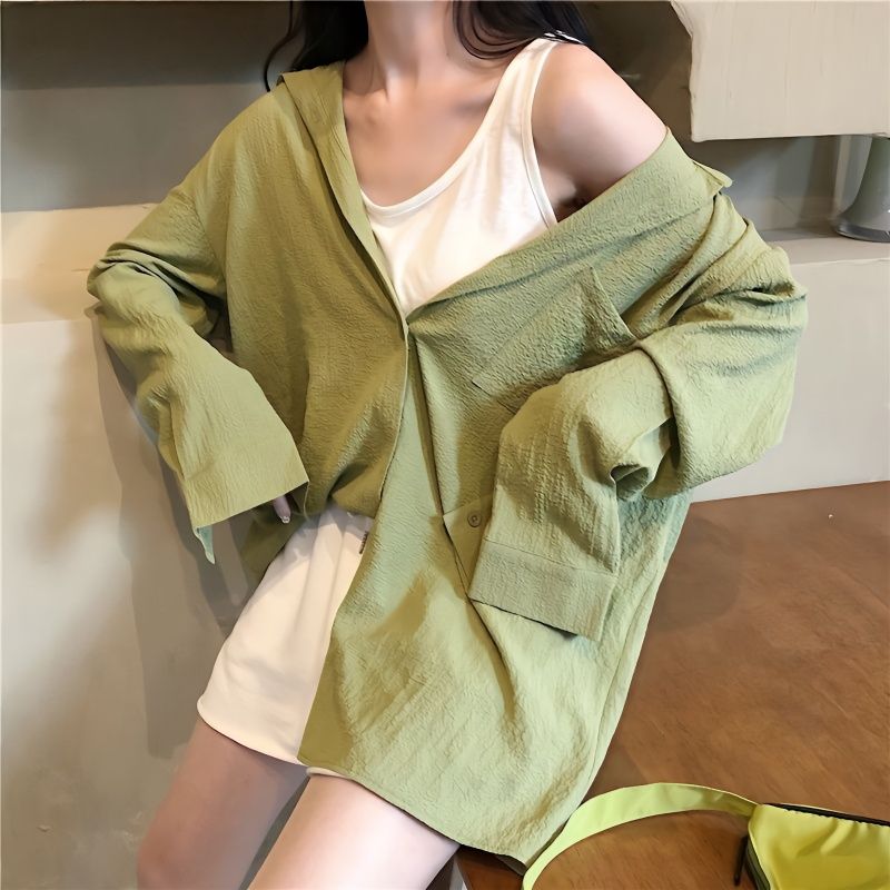 Summer new style breathable chiffon cardigan sun protection jacket women's trendy ins shirt 2023 Korean version loose thin shirt