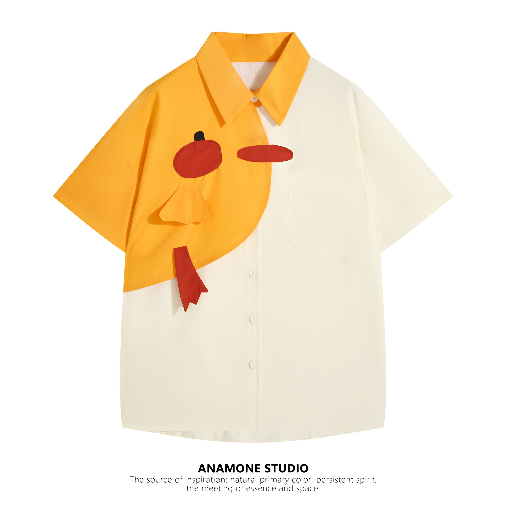ANAMONE Contrast color short-sleeved shirt for women 2023 summer new design niche stitching interesting Japanese top