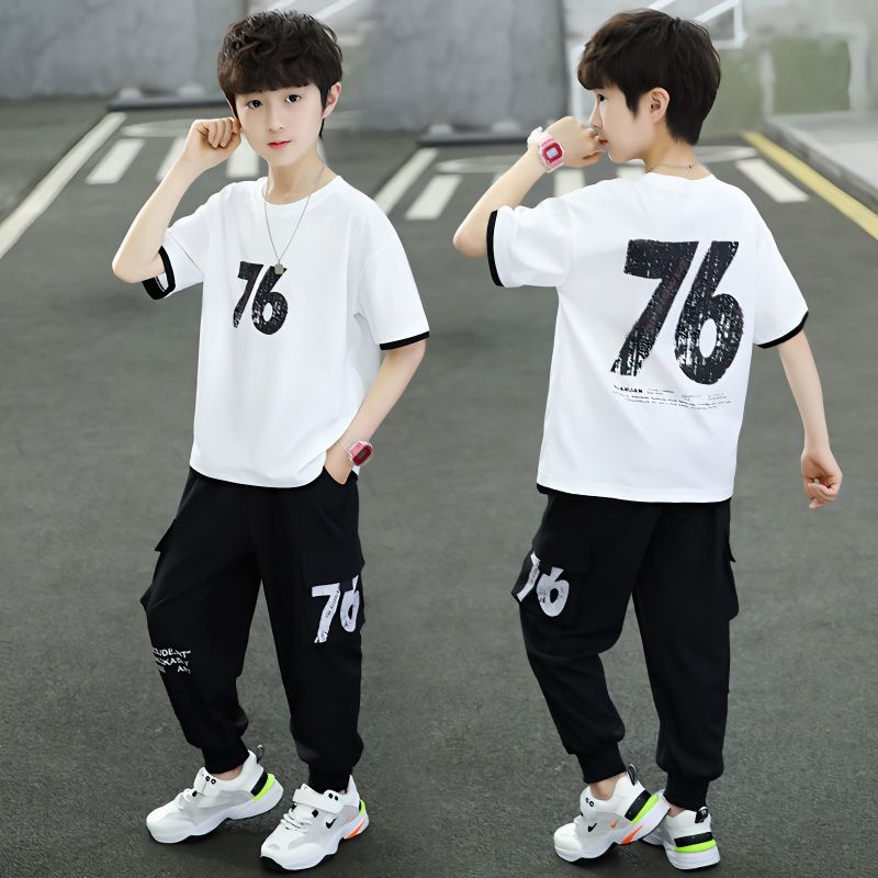 儿童装男童夏装套装新款中大童夏季男孩洋气短袖两件套韩版潮