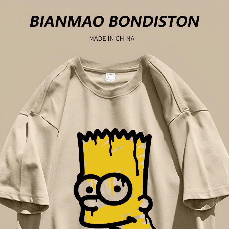 High street vibe Simpson short-sleeved T-shirt men's summer tide brand half-sleeved cotton loose casual couple trend clothes