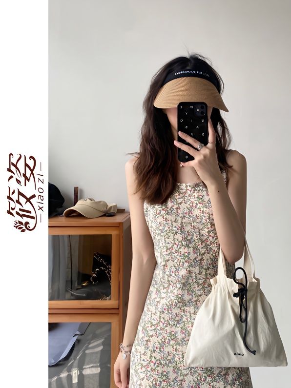 Xiaozi British pear and freesia fresh floral dress suspender dress inner skirt small fresh pure desire wind