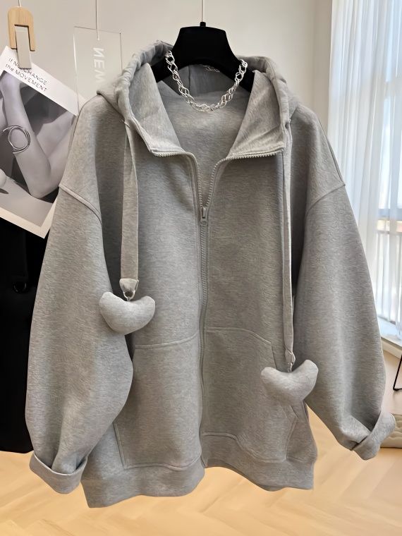 2-300斤大碼高級感連帽衛衣女春秋寬鬆開衫oversize冬季加絨外套
