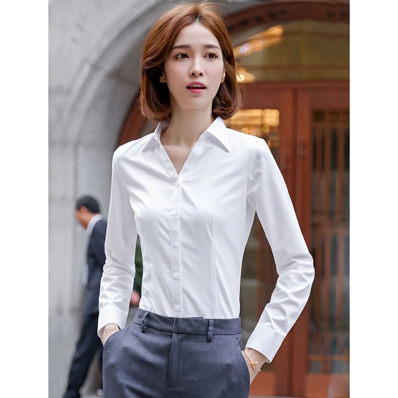 白襯衫女職業秋季通勤氣質正裝工作服上衣長袖設計感小眾工裝襯衣