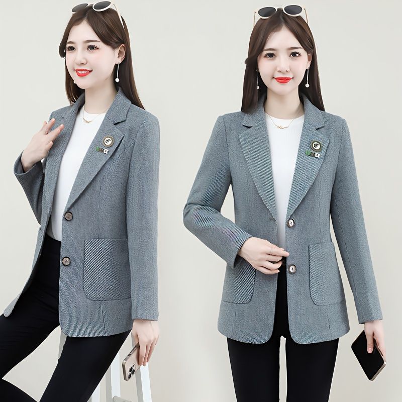 Houndstooth Plaid Blazer Women's Spring and Autumn Style 2023 New Korean Style Women's Top Spring Casual Small Suit for Women