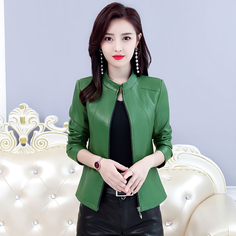 真皮皮衣女短款綿羊皮2023春秋新款皮夾克矮個子韓版修身小外套潮