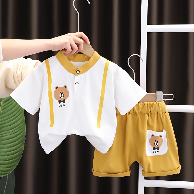男童夏裝套裝2023新款嬰兒衣服夏季洋氣男寶寶polo衫兩件套潮衣薄