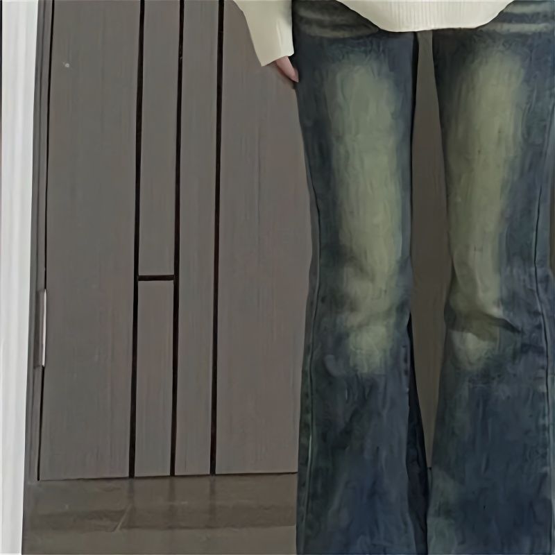 復古水洗做舊黃泥染微喇叭牛仔褲女ins韓版百搭彈力顯瘦馬蹄長褲