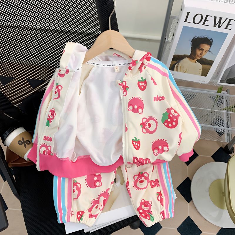 Girls' fashionable suit, children's Internet celebrity two-piece set, baby coat, sweatpants, children's clothing, fashionable 2023 spring new style