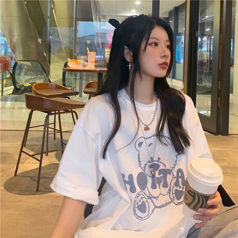 純棉短袖t恤女夏季新款韓版寬鬆百搭原宿風寬鬆百搭ins高街上衣潮