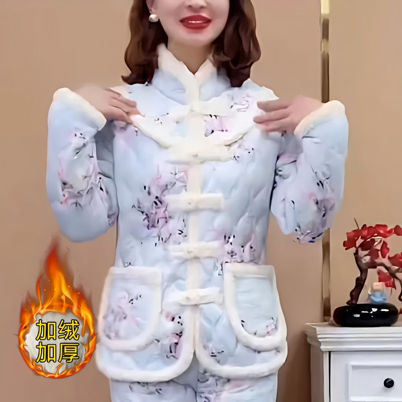 High-end new winter cotton tops and jackets for women Internet celebrities retro Chinese style large size cotton jackets plus velvet warm cotton coats