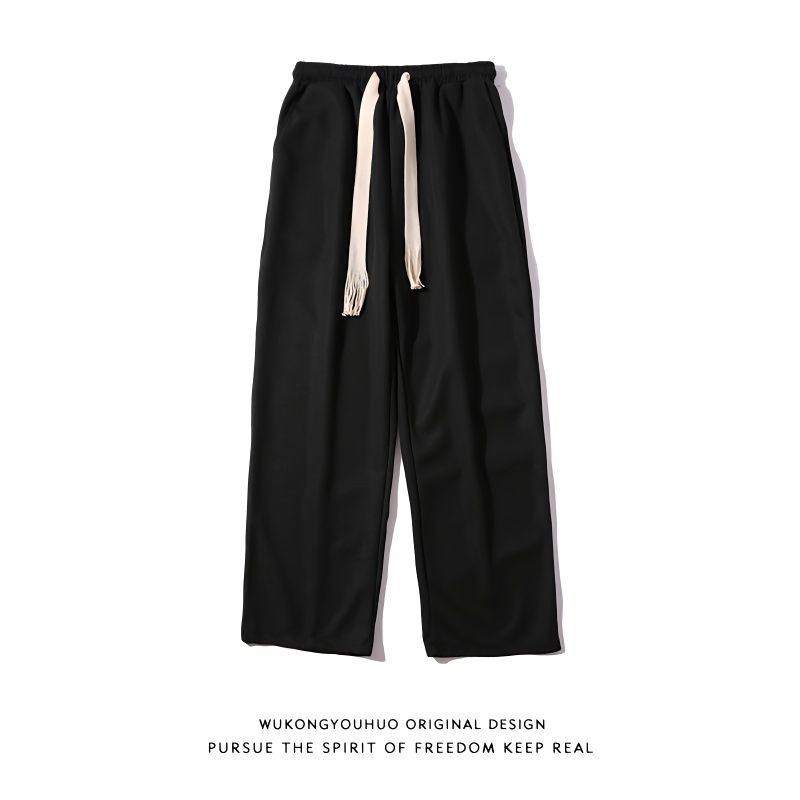 Pants Men's Casual Pants Loose Large Size Solid Color Versatile Trendy Waffle Straight Pants Trousers Fat American Sweatpants