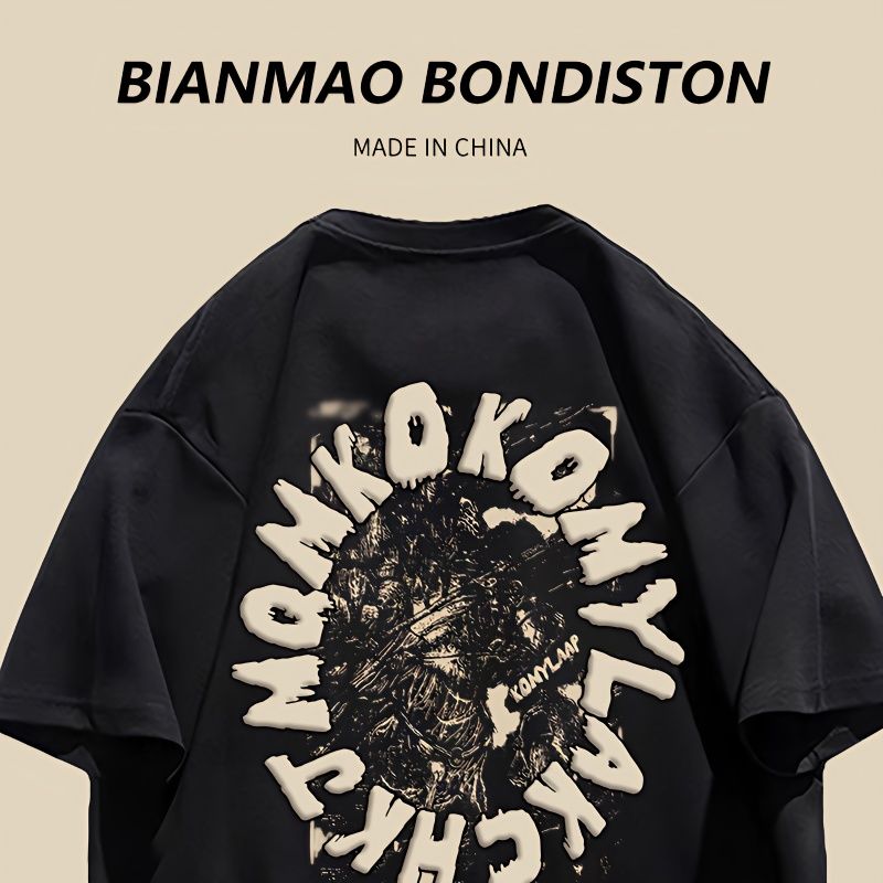 Summer cotton Harajuku style American tide brand Korean hiphop short-sleeved t-shirt loose couple dress half-sleeved top ins