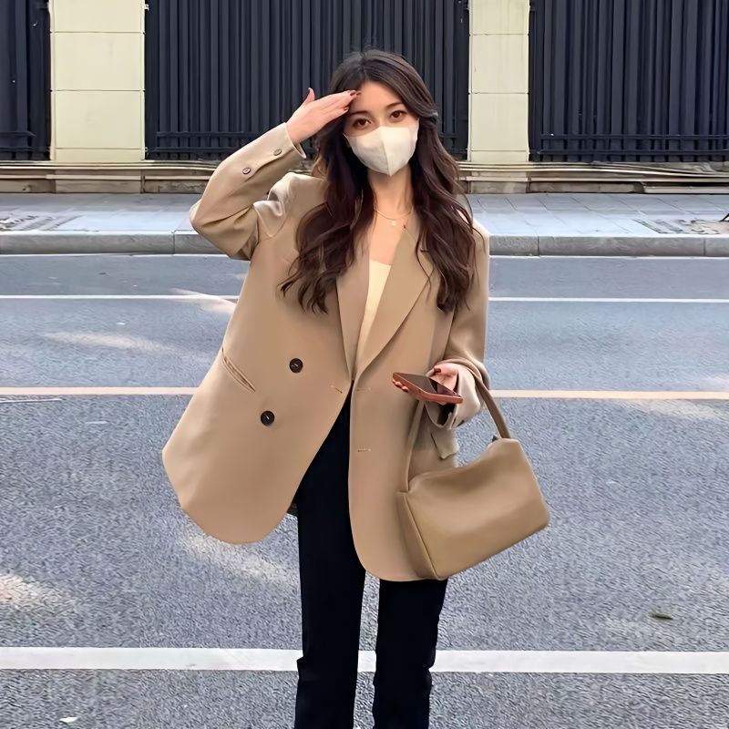 Pure desire wind suit jacket female spring and autumn 2023 new Korean version loose high-end fried street top fashion small suit