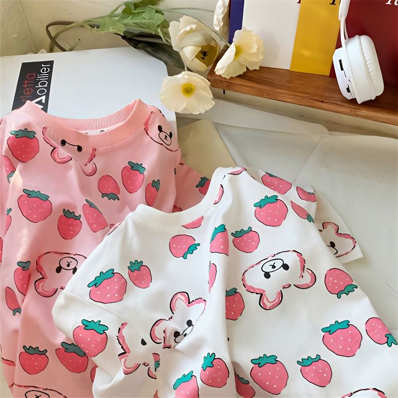 Girls short-sleeved t-shirt 2024 new half-sleeved cotton baby children's clothing summer clothes girls tops children's summer clothes