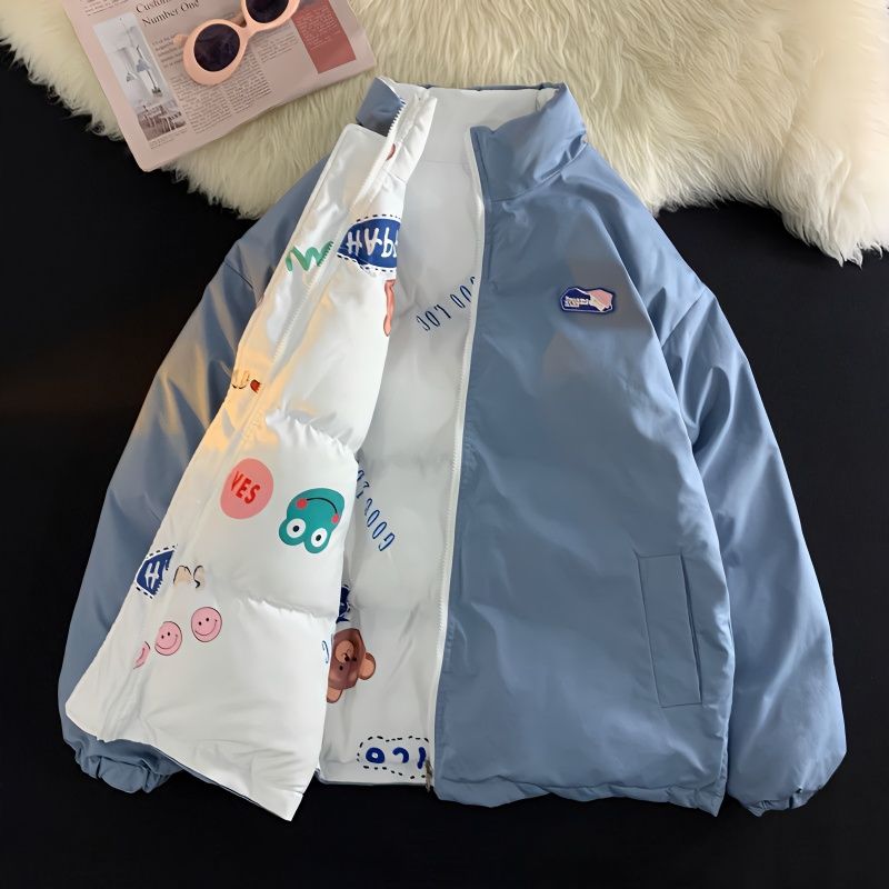 兩面穿oversize棉服女學生冬季加厚棉衣外套設計感寬鬆棉襖ins潮