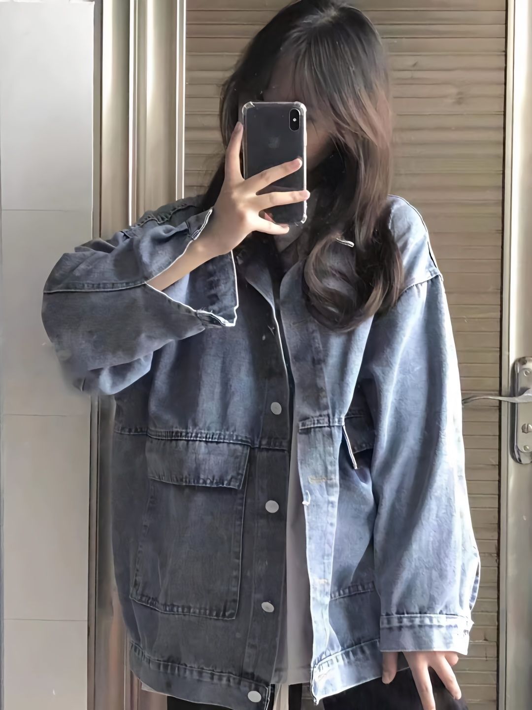 Japanese trendy brand denim jacket ladies Korean style trendy loose all-match Hong Kong style ins net red ruffian handsome tooling jacket