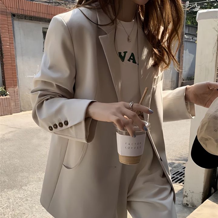 Suit jacket women's spring and autumn thin section all-match foreign style autumn outfit handsome and thin small suit small fragrance loose