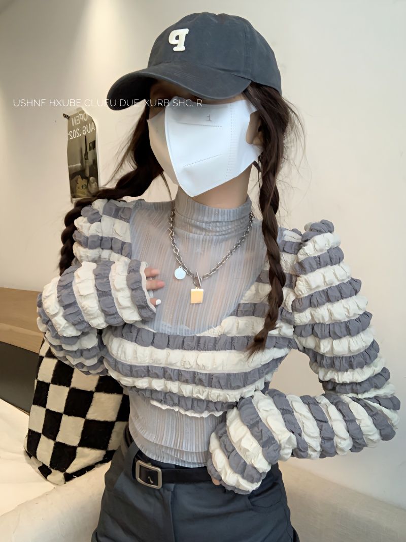 法式冷淡系高級感別致甜辣妹假兩件上衣超好看打底衫女春內搭t恤