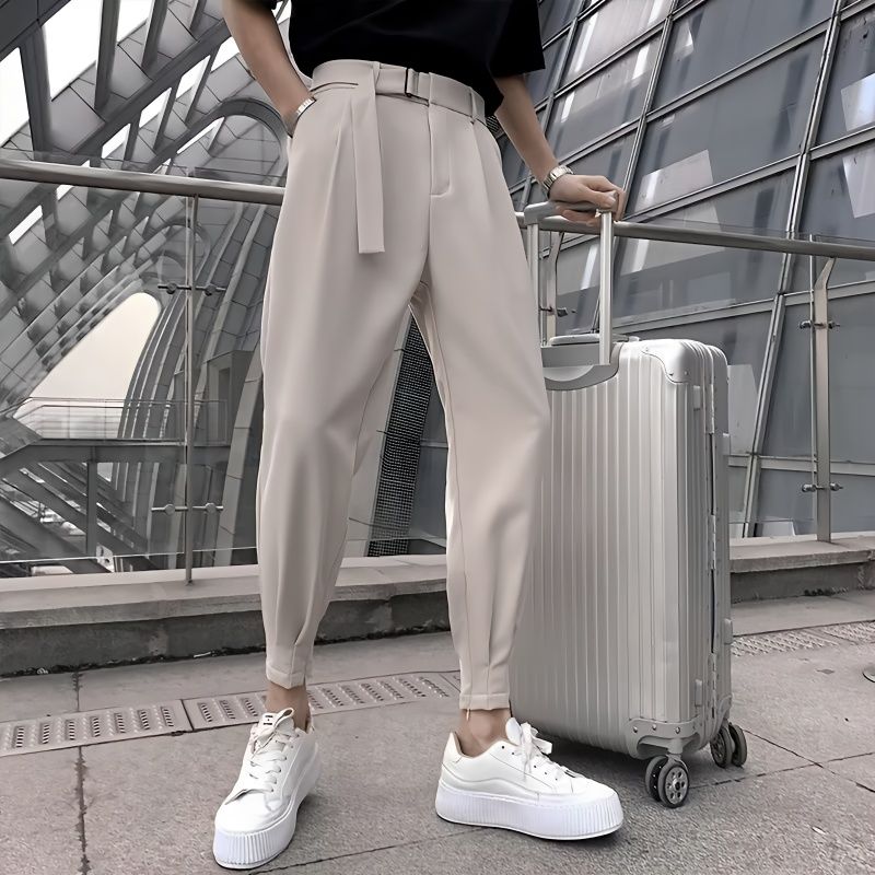 Spring autumn men's summer thin casual western trendy and handsome slim fit cropped pants, Harlan leggings_voghion.com