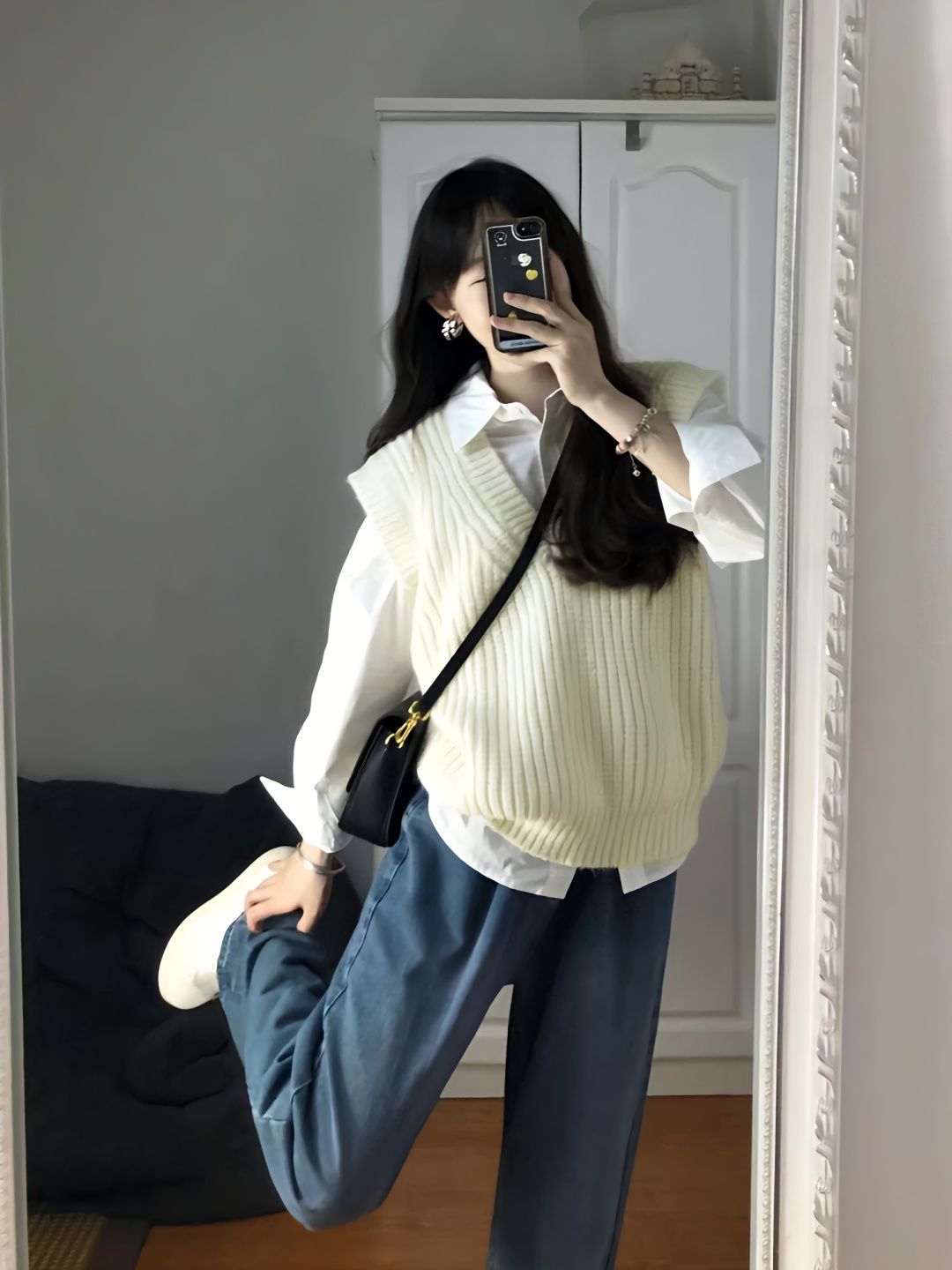 兩件套裝春秋新款小個子穿搭馬甲坎肩針織背心女寬鬆減齡襯衫上衣