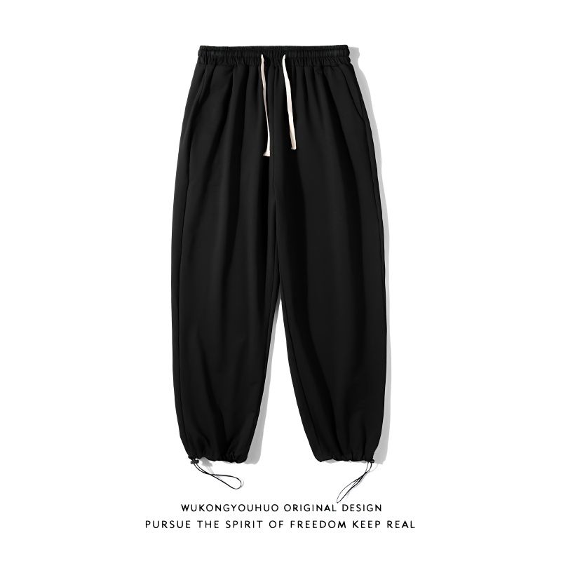 American-style casual pants men's gray sweatpants loose large size couple solid color sports pants summer thin trousers men