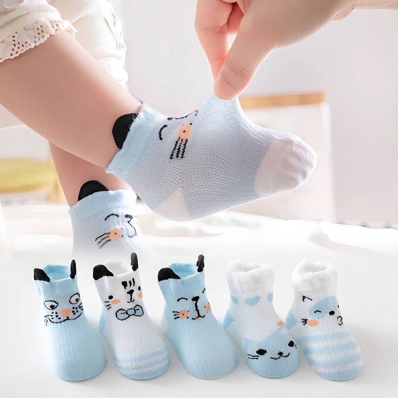 婴儿袜子0-1岁儿童春秋纯棉a类宝宝夏季薄款男女童可爱卡通中筒袜