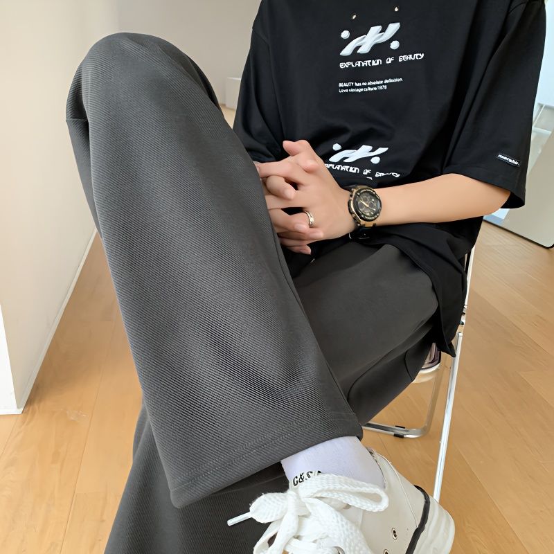 Pants men's summer loose ice silk casual pants pure cotton sports pants drape trousers straight-leg pants wide-leg pants trousers