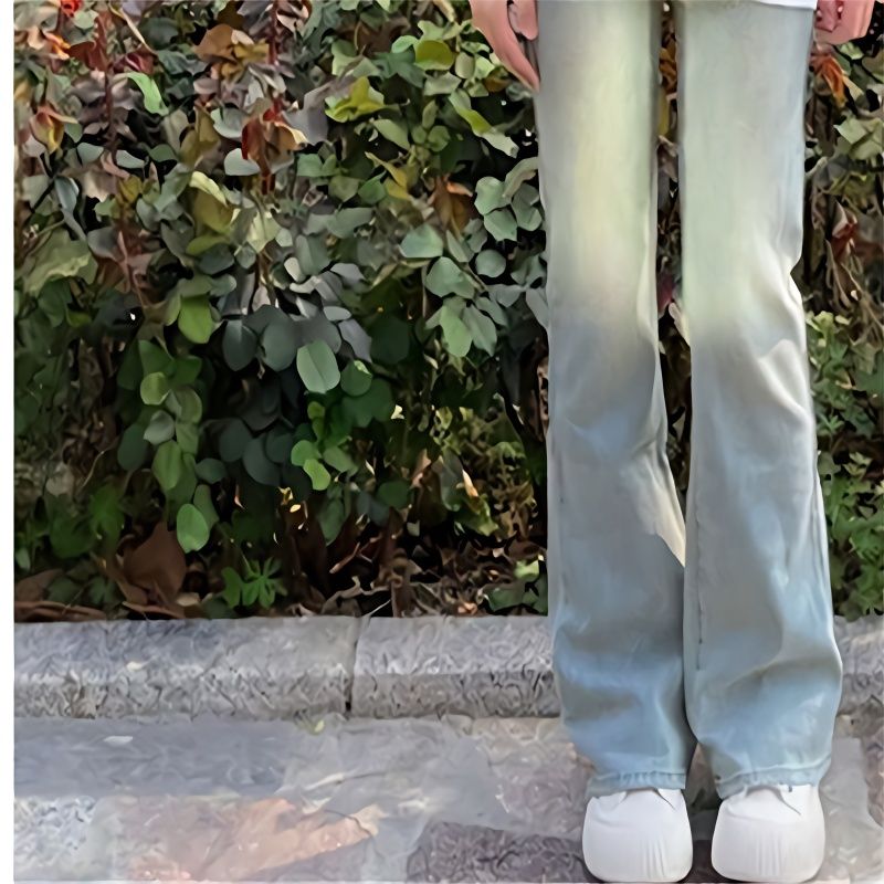 美式復古高腰顯瘦牛仔褲喇叭褲加絨加厚彈力做舊褲子黃泥炸街辣妹