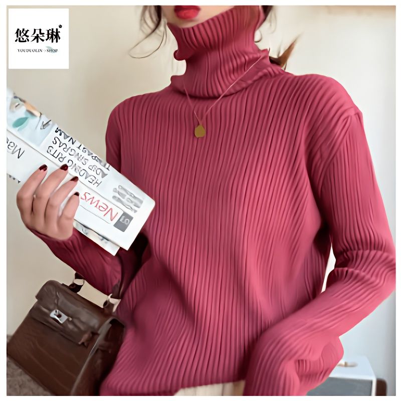 YOUDUOLIN洋氣堆堆高領毛衣女2023秋季新款款百搭時尚外穿上衣ins