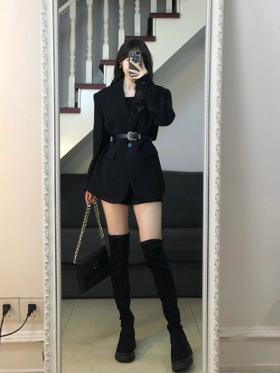 Black suit jacket for women in autumn and winter new high-end design Korean style retro small casual suit
