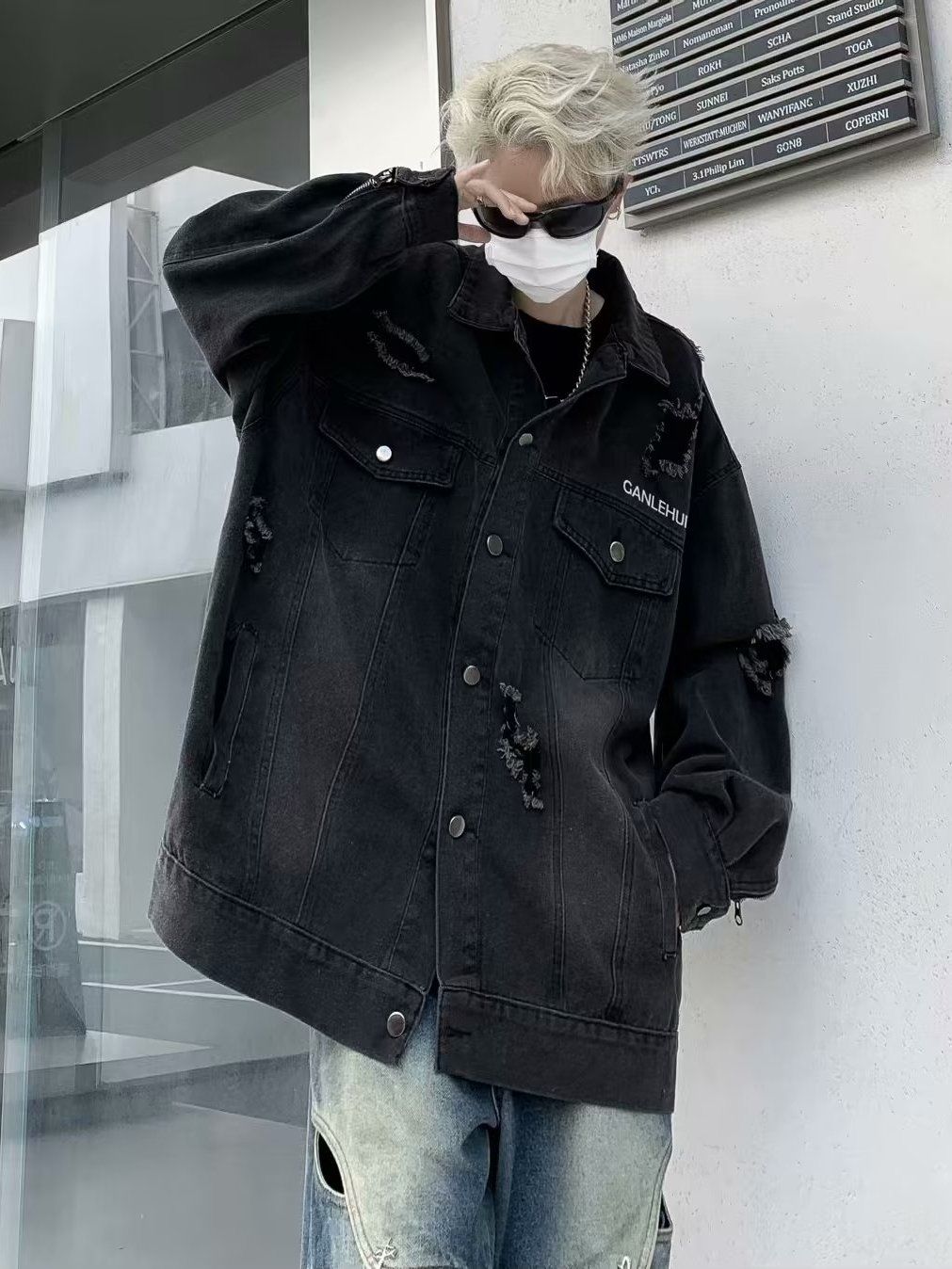 Herren Jeansjacke Im Used Look Vintage Stil Oversized Geschnitten_voghion.com