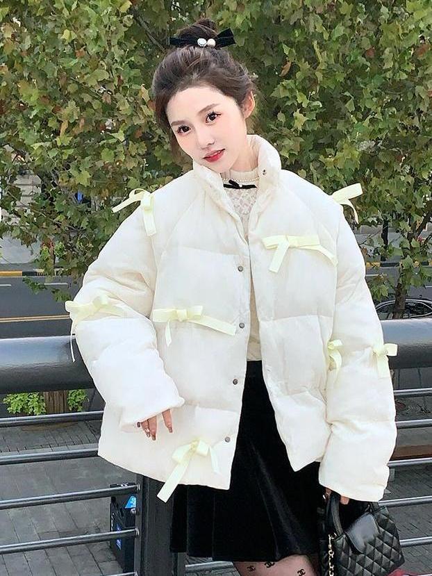 甜美氣質白色棉服女冬季爆款高級感超好看寬鬆休閒百搭棉服ins潮