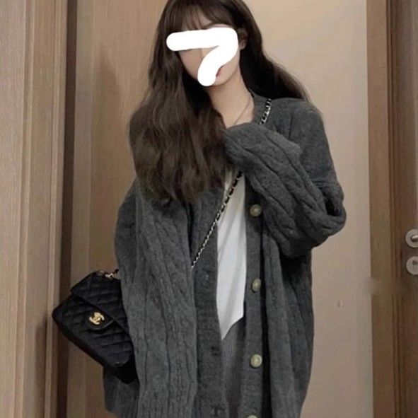 秋冬女2023新款外搭毛衣針織開衫外套高級感穿搭時尚洋氣灰色上衣