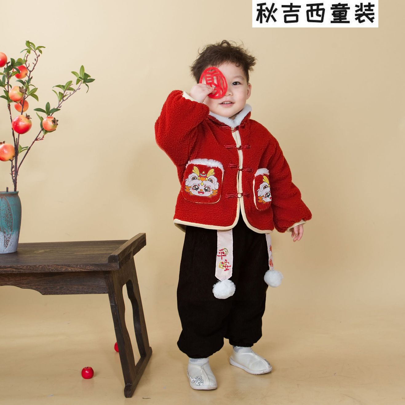 2024龍年新年套裝拜年服洋氣保暖加絨中國風過年寶寶唐裝中小童潮