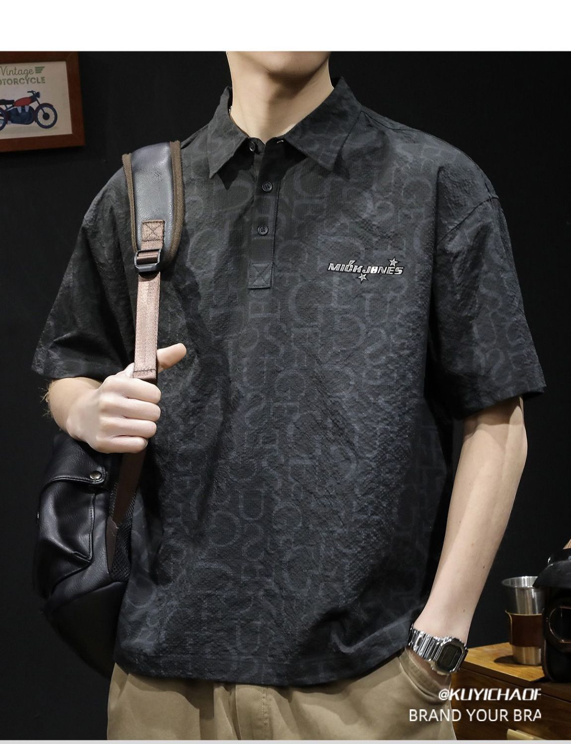 Polo américain à manches courtes pour homme, coupe ample, grande taille, marque tendance 2026, nouveau t-shirt à col rabattu_voghion.com