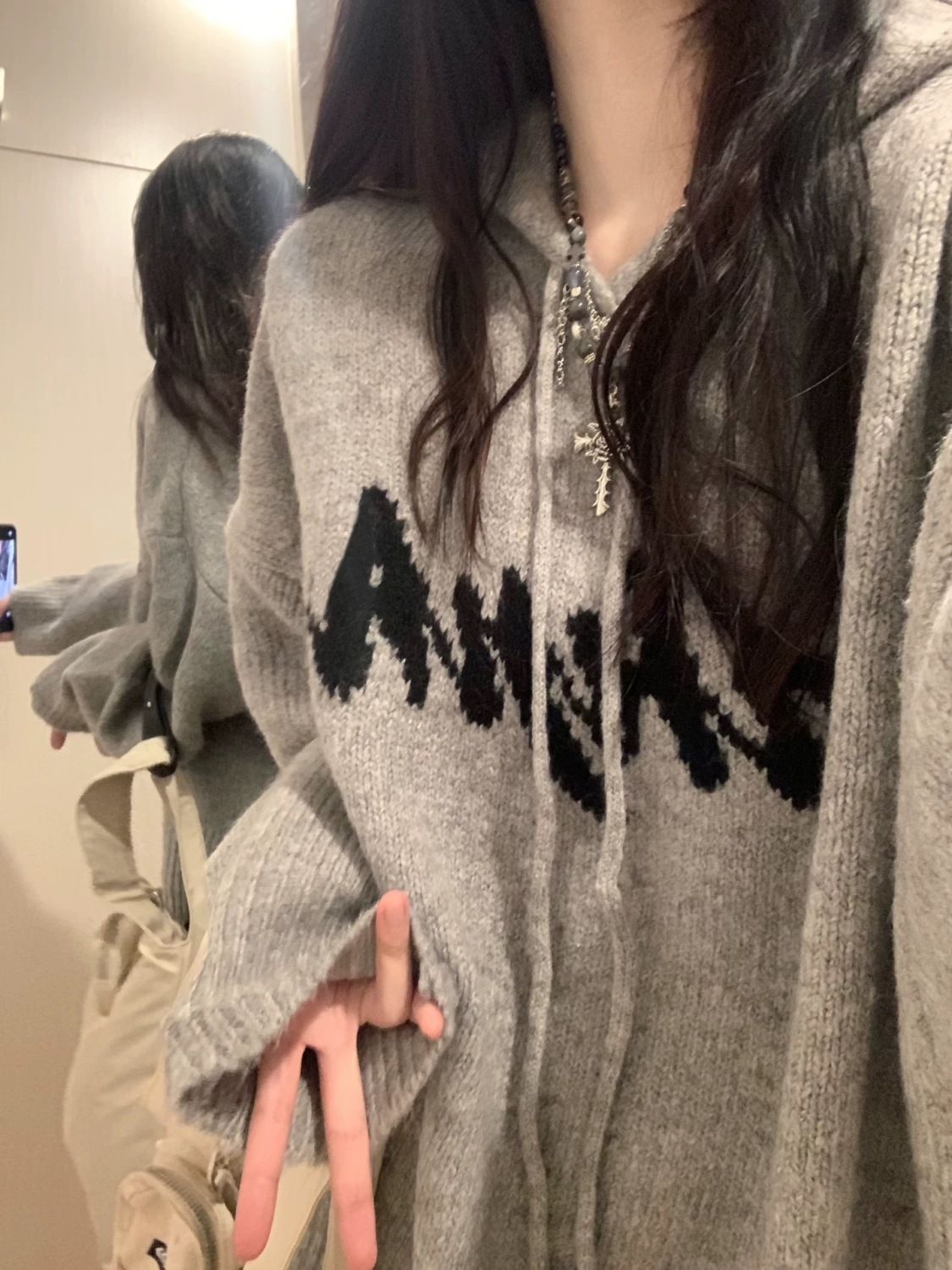 MINETTE日系復古連帽毛衣女春秋冬oversize慵懶風外穿針織衫上衣