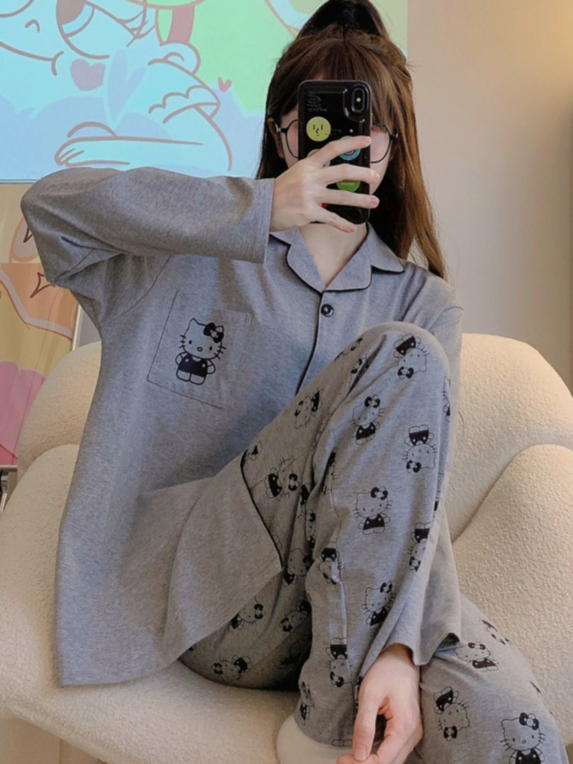 hellokitty睡衣女春秋新款ins網紅韓版爆款長袖學生可外穿居家服