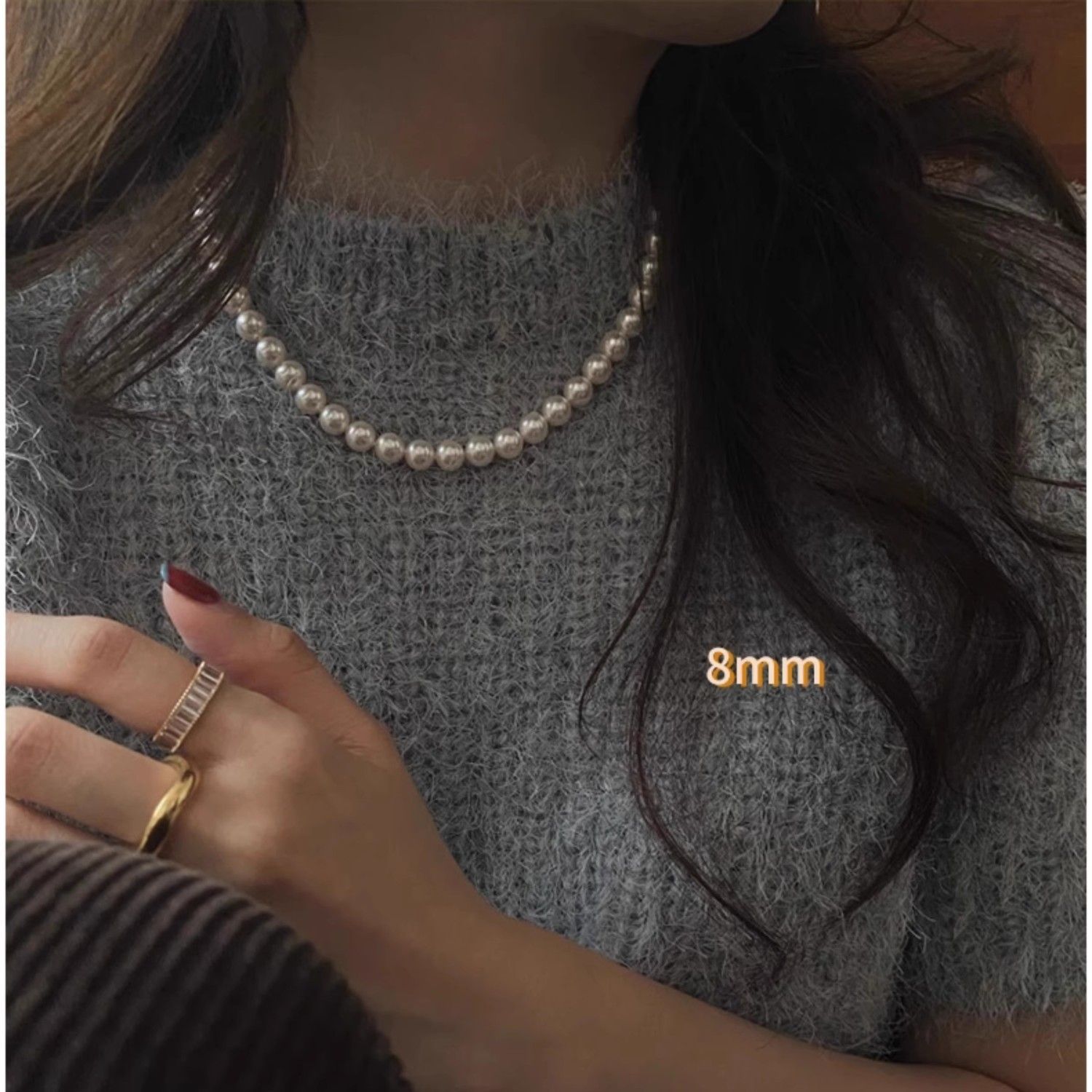 倪妮同款小米珍珠項鍊輕奢小眾頸鏈女秋冬毛衣鏈配飾2023新款爆款