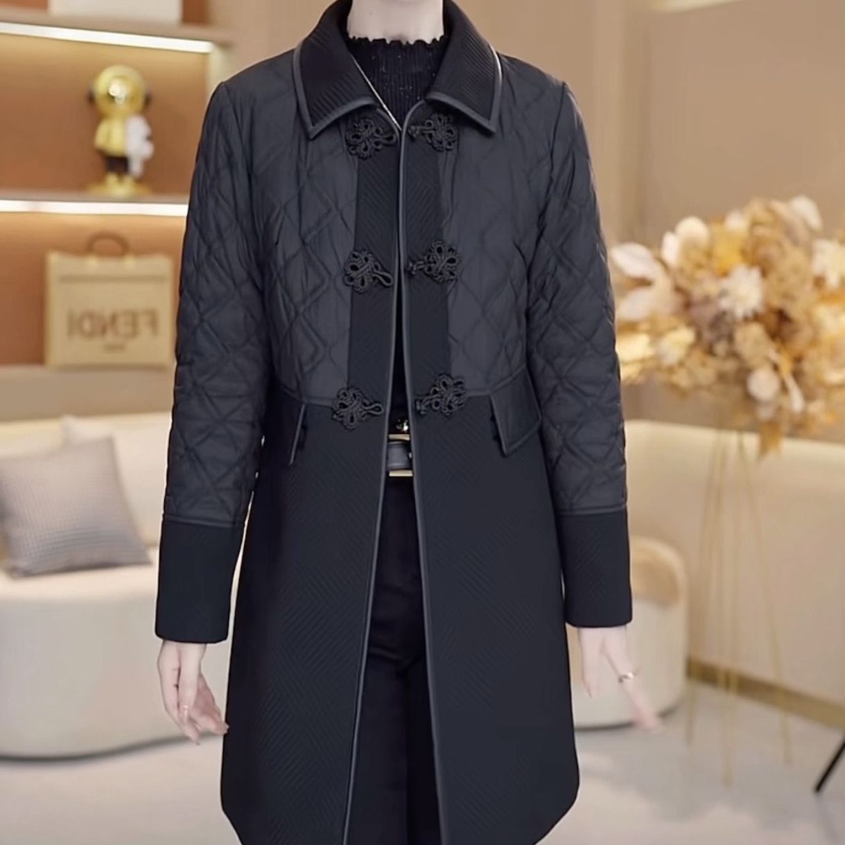 高檔三防面料陽光呢外套2023新款女裝秋冬洋氣輕奢中國風外穿大衣