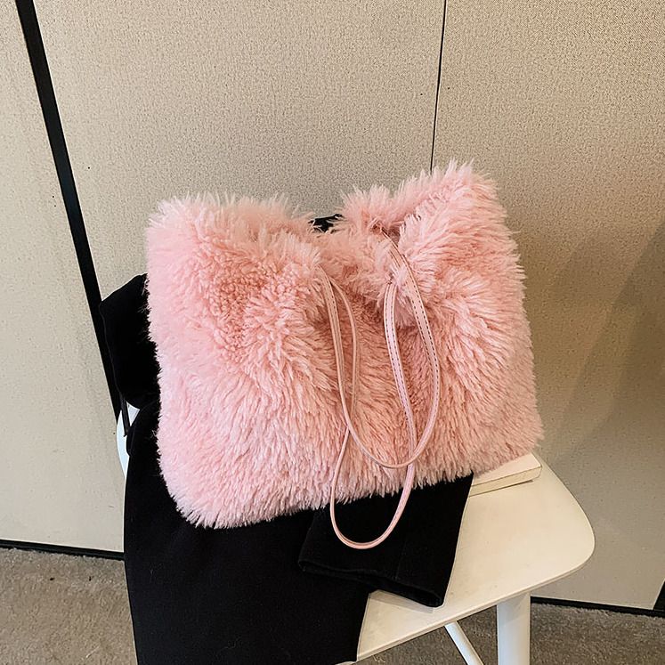 Hierscht- a Wantermoud fir Fraen 2023 Nei Koreanesch Plüsch One-Shoulder Handheld Tote Bag Ins_voghion.com