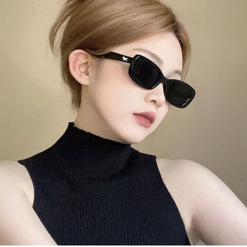 歐美復古貓眼黑色墨鏡女方圓臉星星腿網紅辣妹春夏太陽眼鏡度假潮