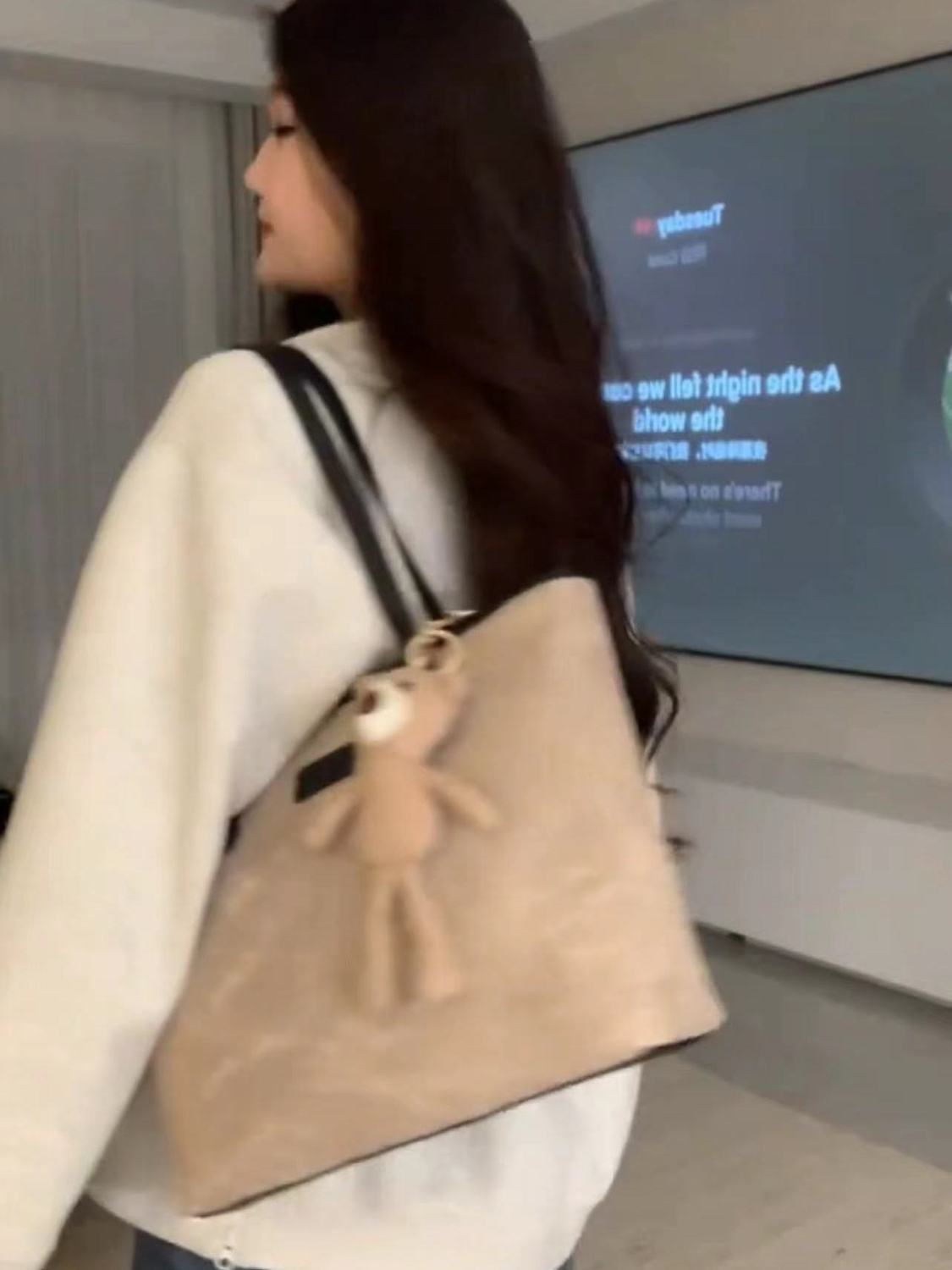高級感大容量包包女士2023新款時尚質感單肩包秋季上課通勤托特包