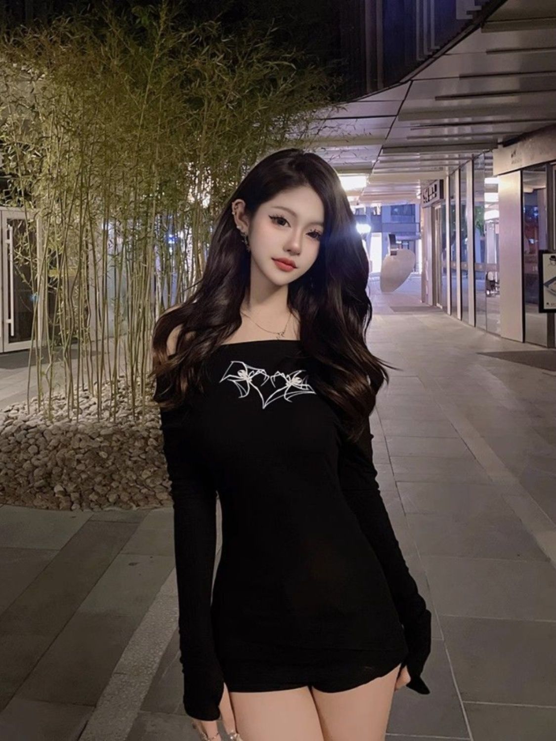 設計感小眾辣妹t恤女秋季新款一字肩美式洋氣修身顯瘦長袖上衣