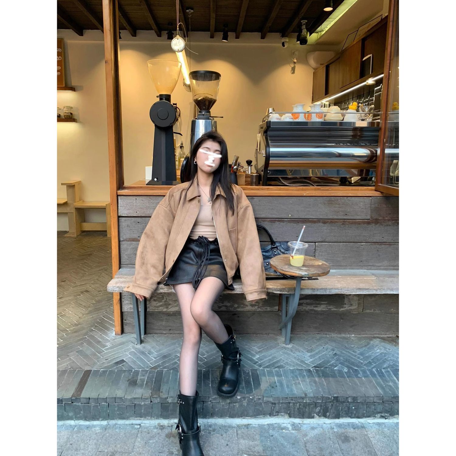 American retro khaki suede thickened coat autumn and winter Maillard wear street high-end baseball uniform jacket for women